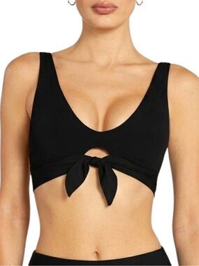 Robin Piccone Black Tie-Front Bikini Top
